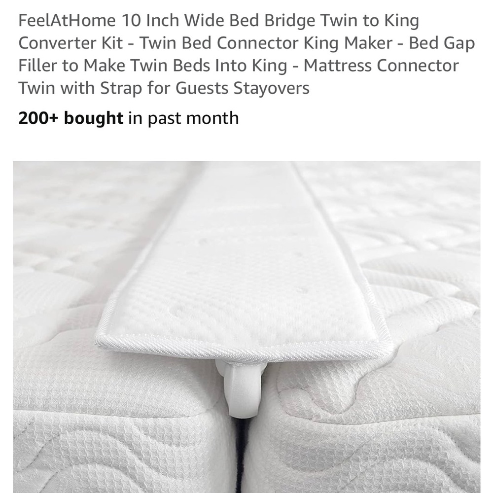 Bed Bridge - Twin to King converter - 10” Bed Gap - Feel at Home